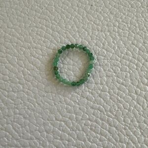 Emerald faceted gemstone stretchy Beaded Ring